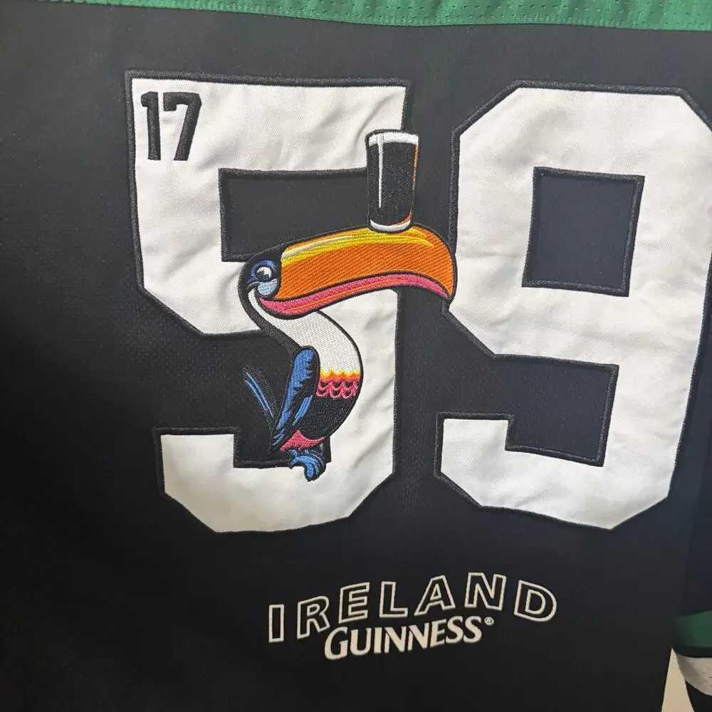 Guinness Beer Ireland Toucan Hockey Jersey Mens XL Black Embroidered 1759 - Picture 5 of 9